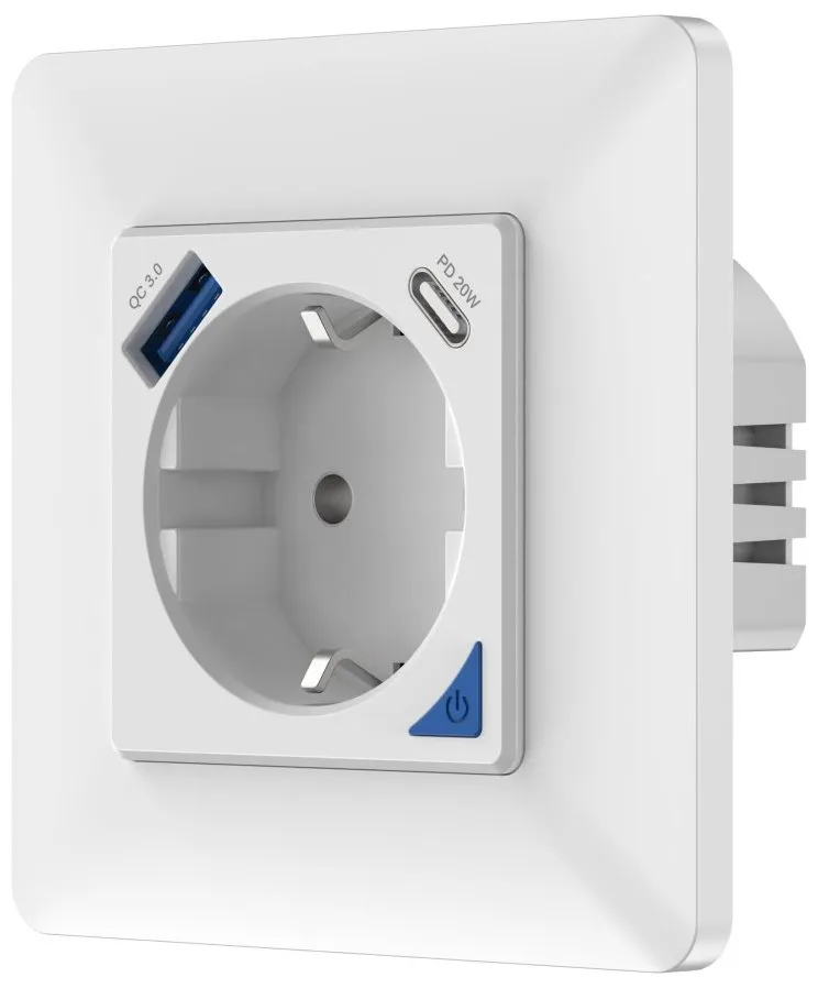 IMMAX NEO SMART chytrá vnitřní zásuvka bez kolíku (typ F)/ 16A/ 1x USB/ 1x USB-C/ PD 20W/ Zigbee/ LIDL/ TUYA