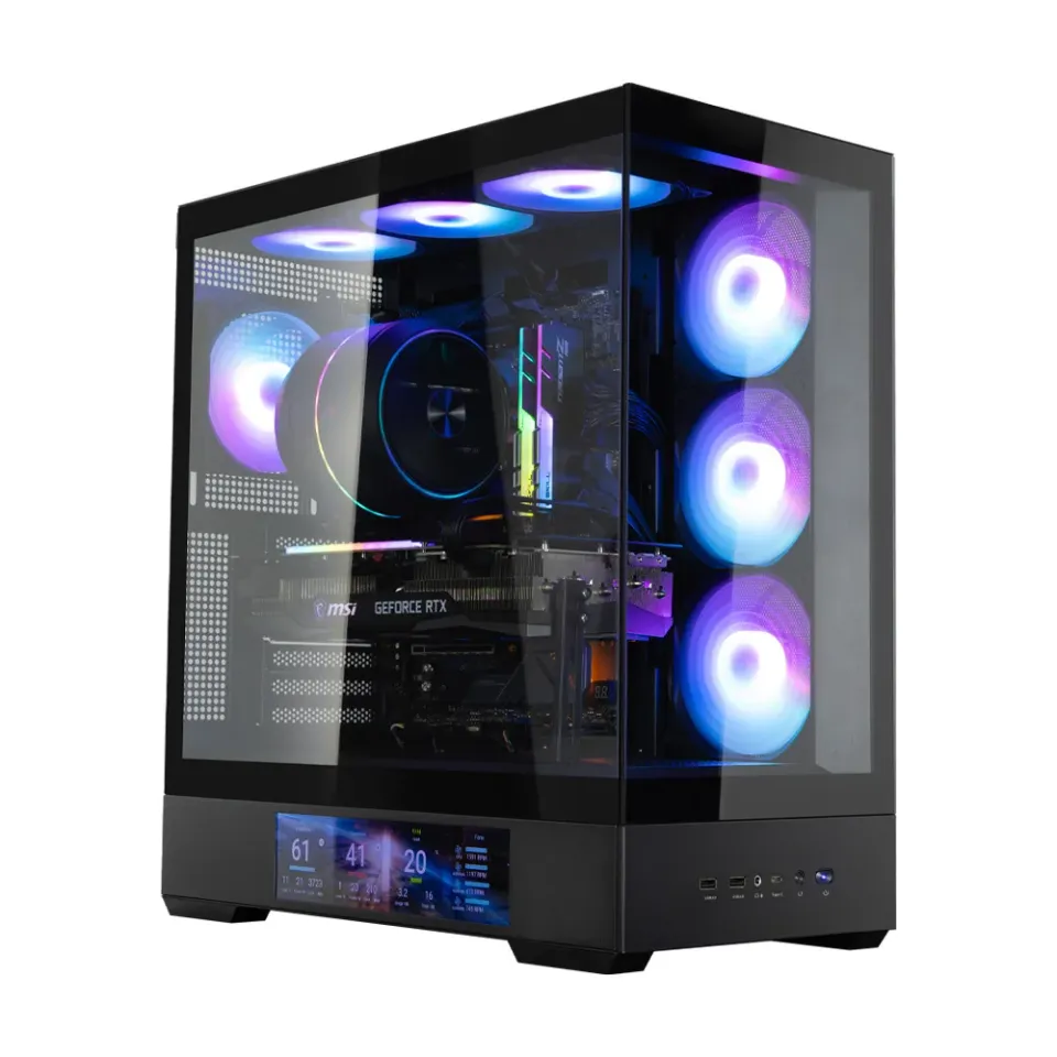 Zalman skříň P40 DS / ATX / 4x120mm ARGB fan / 2xUSB 3.0 / USB-C / displej / panoramatická / černá