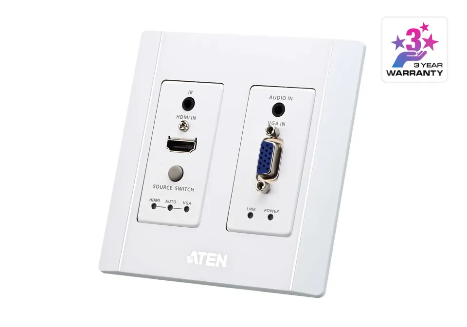 Aten HDMI & VGA HDBaseT Transmitter with US Wall Plate / PoH (4K@100m) (HDBaseT