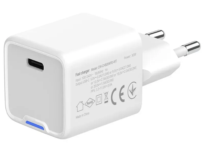 COLORWAY 1x USB-C/ síťová nabíječka/ GaN/ PD/ PPS/ 30W/ Bílá
