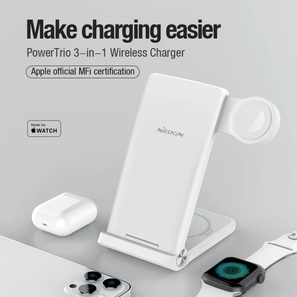 Nillkin PowerTrio 3v1 Bezdrátová Nabíječka pro Apple Watch White (MFI)