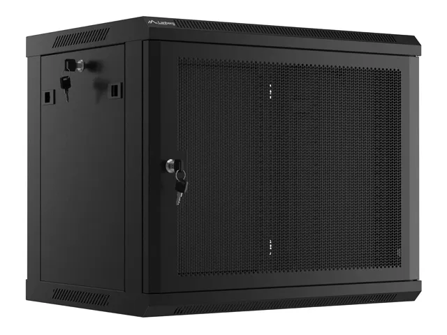 LANBERG 19" RACKOVÁ SKŘÍŇ PRO MONTÁŽ NA STĚNU 9U/600X450 S PERFOROVANÝMI DVEŘMI ČERNÁ