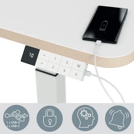 Leitz Ergo výškově nastavitelný elektrický ergonomický stůl, bílý