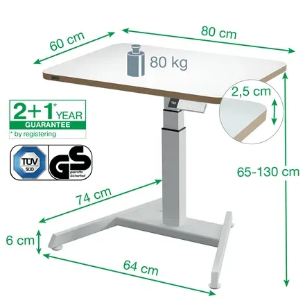 Leitz Ergo výškově nastavitelný elektrický ergonomický stůl, bílý