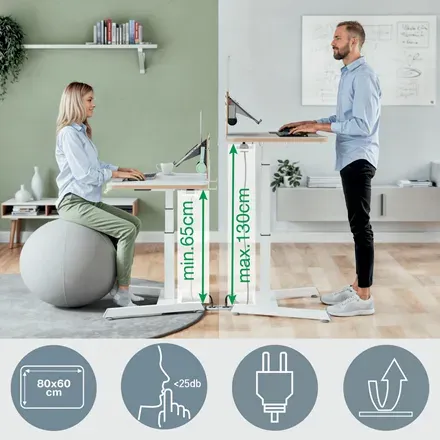 Leitz Ergo výškově nastavitelný elektrický ergonomický stůl, bílý