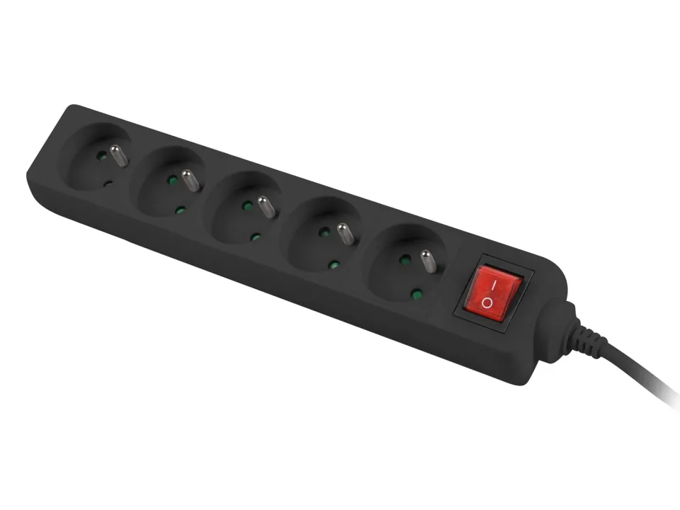 Prodlužovací kabel Lanberg PS1 5 zásuvky 3m vypínač černá