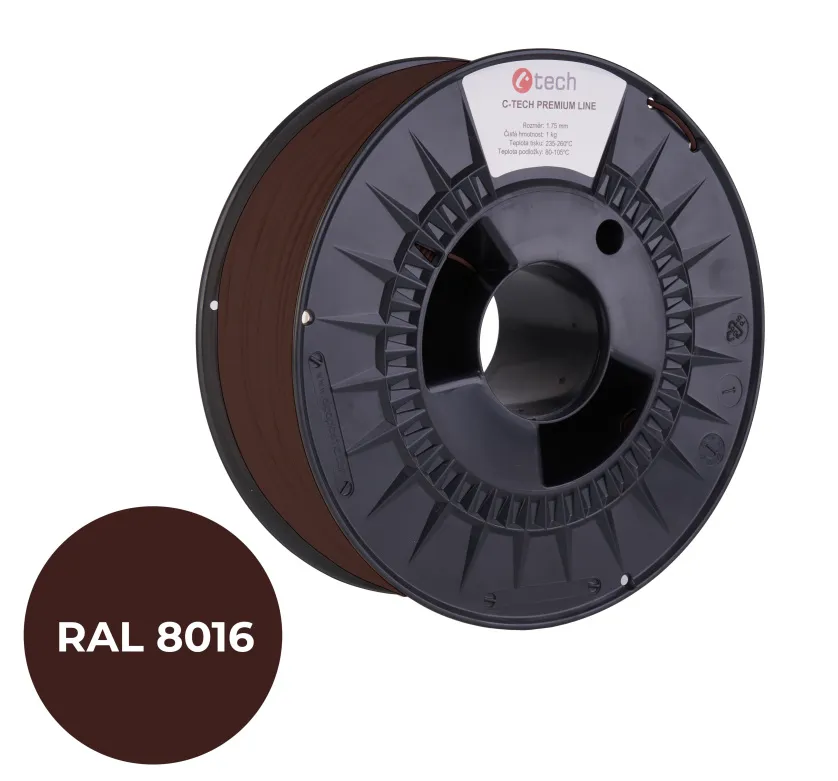 C-TECH tisková struna PREMIUM LINE ( filament ) , PETG, mahagonová hnědá, RAL801