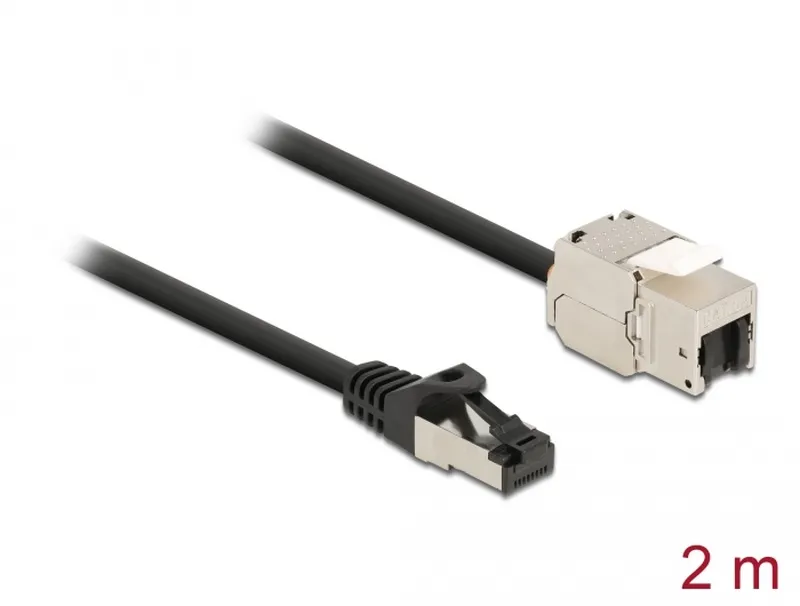 Delock Kabel ze zástrčky RJ45 na zásuvku RJ45 modulu Keystone, Cat.6A, délka 2 m