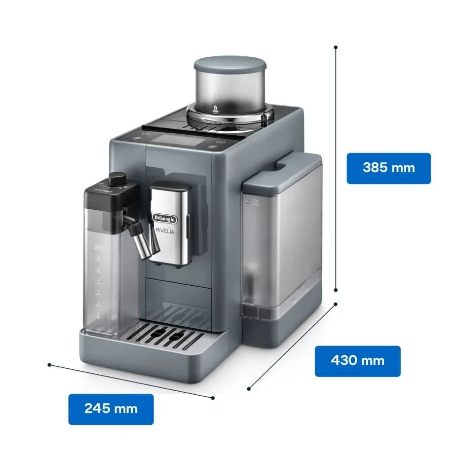 DeLonghi Rivelia EXAM440.55.G, automatický kávovar šedý, LatteCrema, Bean Switch, Bean Adapt, 16 nápojů