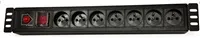 19" rozvodný panel LEXI-Net 7x230V, ČSN, vypínač, proudová ochrana, kabel 3m, 1,5U
