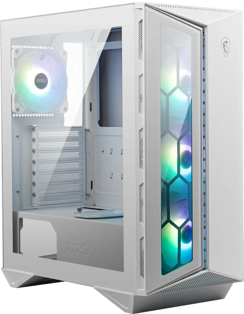 MSI skříň MPG GUNGNIR 110R WHITE/ bez zdroje/ levé temperované sklo/ 4x 120 mm ARGB fan/ 1x USB-C/ 2x USB 3.0/ bílá