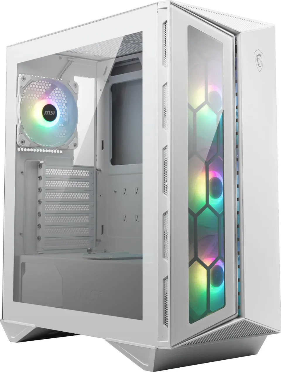 MSI skříň MPG GUNGNIR 110R WHITE/ bez zdroje/ levé temperované sklo/ 4x 120 mm ARGB fan/ 1x USB-C/ 2x USB 3.0/ bílá