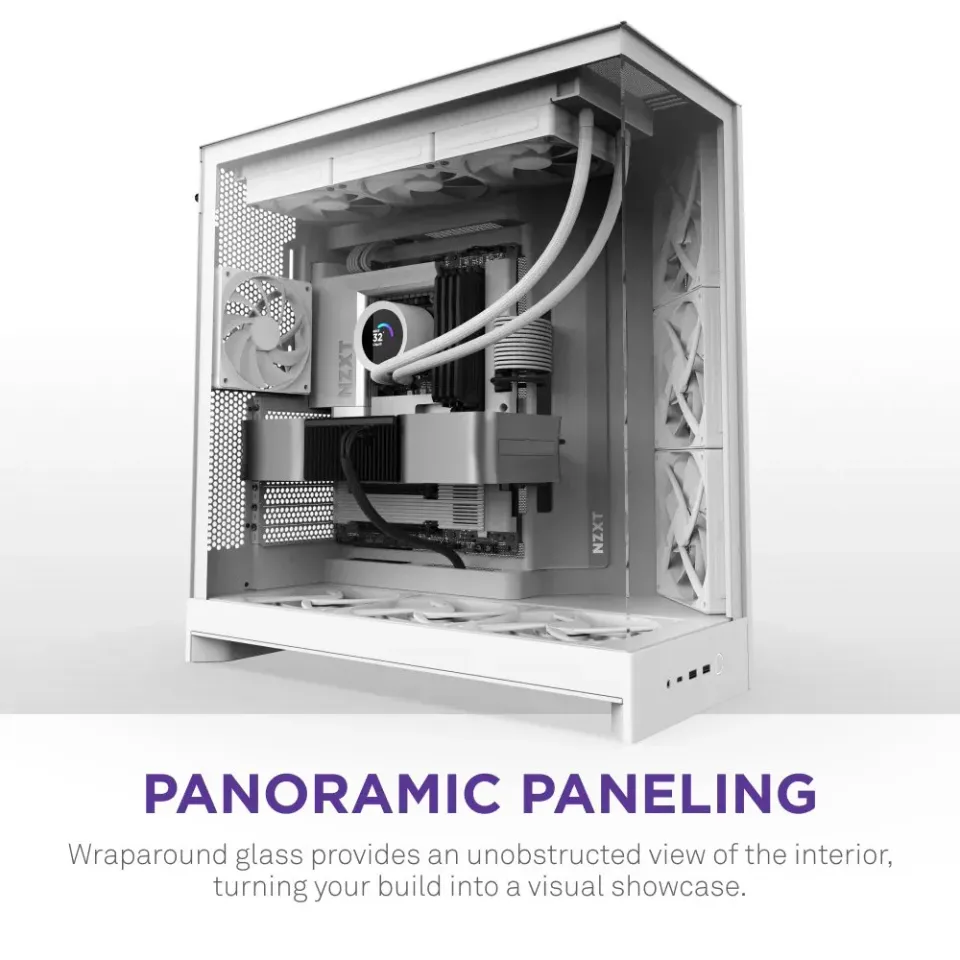 NZXT skříň H9 Flow dvoukomorová ATX / 3x140mm fan / 1x120mm / perforovaný top / proskl. bočnice, front / bílá
