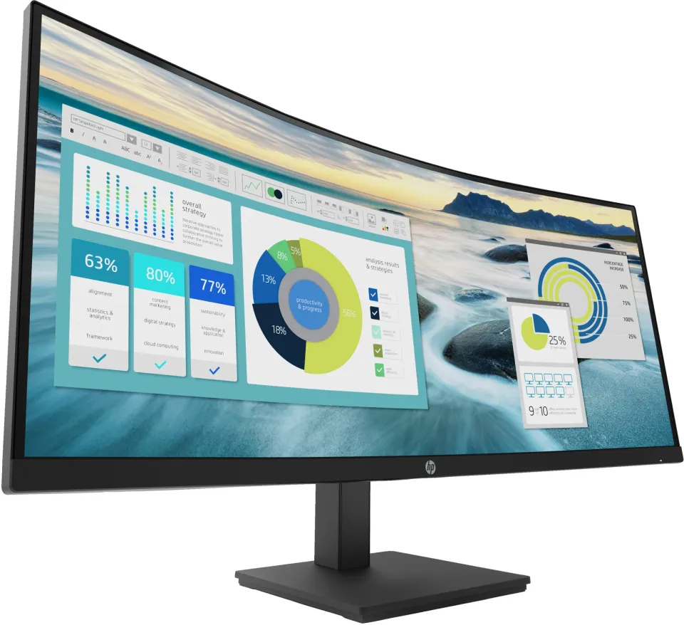 HP LCD P34hc G4 WQHD 34" VA monitor 34palců prohnutý matný, 3440x1440, 5ms, VA, 250cd, repro (1x HDMI, 1x DPort, USB-C)