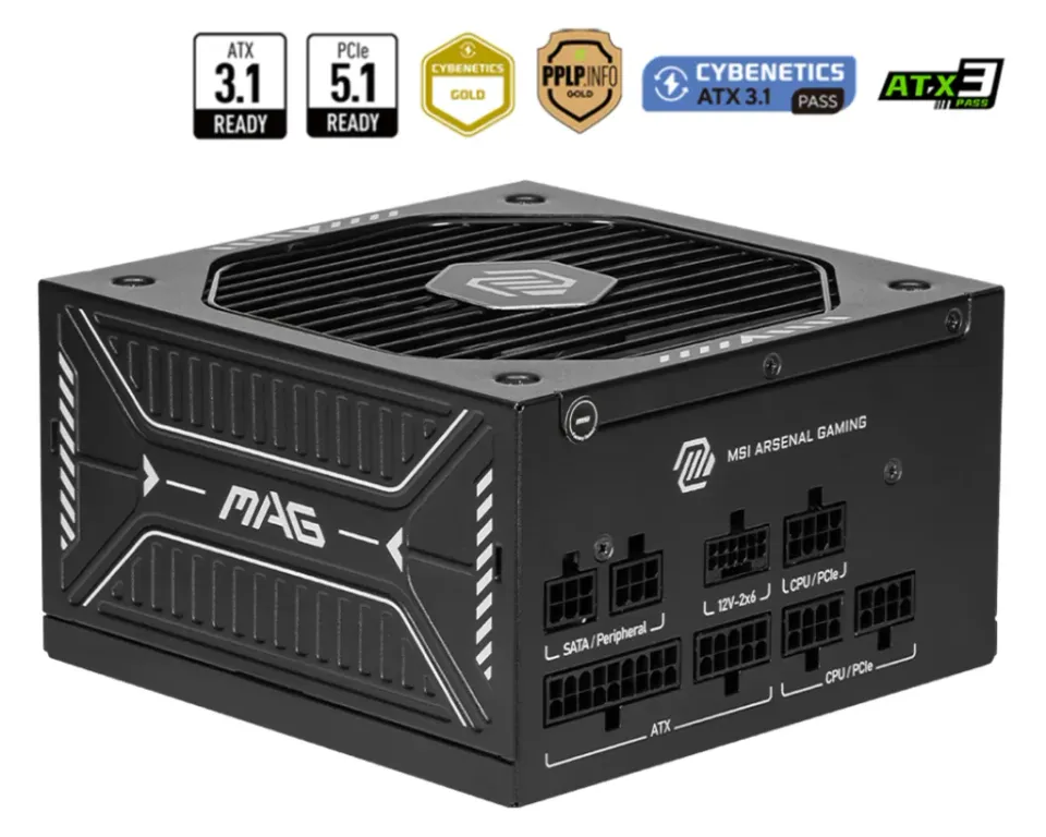 MSI zdroj MAG A750GLS PCIE5/ 750W/ ATX3.1/ akt. PFC/ 7 let celk. záruka/ 135mm fan/ modulární kabeláž/ 80PLUS Gold