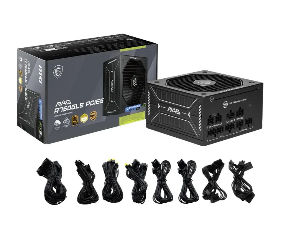 MSI zdroj MAG A750GLS PCIE5/ 750W/ ATX3.1/ akt. PFC/ 7 let celk. záruka/ 135mm fan/ modulární kabeláž/ 80PLUS Gold