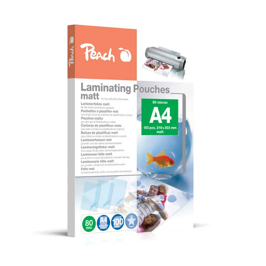 PEACH laminovací folie A4 (216x303mm), 80mic, matt, 100ks
