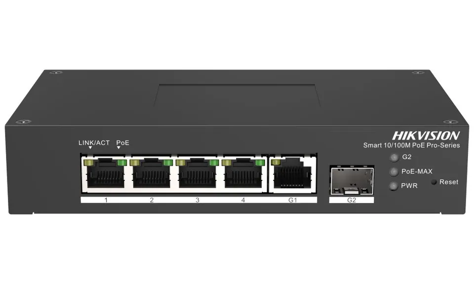 Hikvision DS-3T1306P-SI/HS - Smart managed switch , 4x 100Mb PoE + 1x Gb RJ45 + 1x Gb SFP, 60W