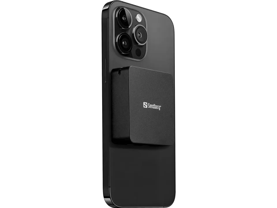 Sandberg 3in1 Magnet Powerbank 5000 mAh, magnetická powerbanka s bezdrátovým nabíjením, černá