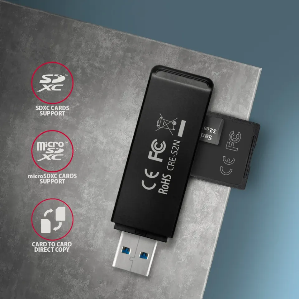 AXAGON CRE-S2N superspeed USB-A čtečka