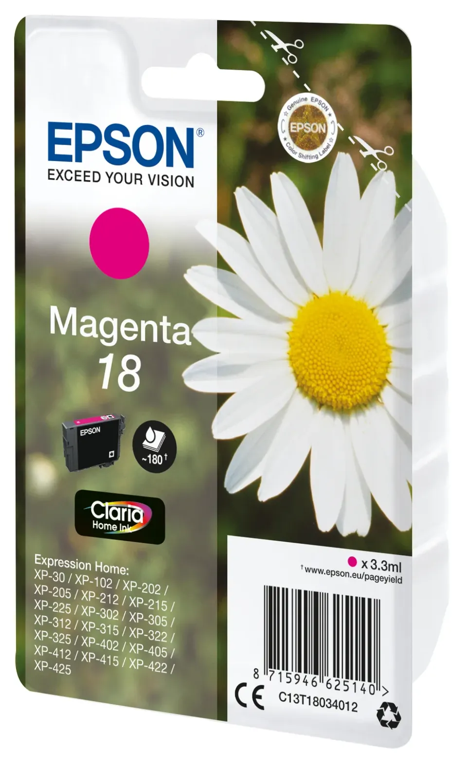EPSON cartridge T1803 magenta (sedmikráska)