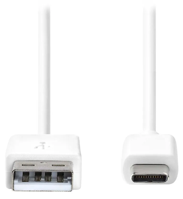 NEDIS kabel USB 2.0/ zástrčka USB-A - zástrčka USB-C/ 15 W/ 480 Mbps/ poniklovaný/ bílý/ bulk/ 1m