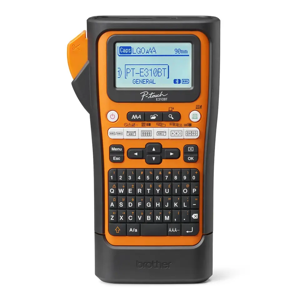 Brother PT-E310BTVP – ruční průmyslová tiskárna štítků do 18 mm s klávesnicí QWERTY, Bluetooth, USB, akumulátor, kufr