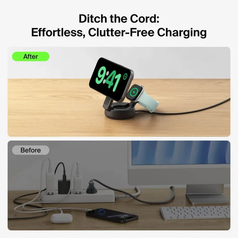 Belkin UltraCharge PRO Qi2 25W 2v1 Magnetická nabíječka pro iPhone/Apple Watch/A