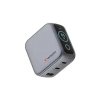 VERBATIM Mini GaN Nabíječka s displejem 65W, 2xUSB-C, 1xUSB-A, šedá