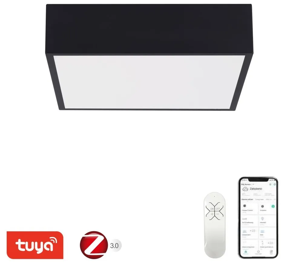 IMMAX NEO CANTO SLIM Smart stropní svítidlo 28x28cm 22W 1610lm, černé, Zigbee 3.0, TUYA