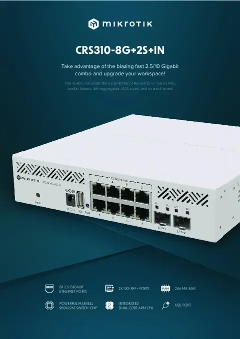 MikroTik CRS310-8G+2S+IN, Cloud Router Switch