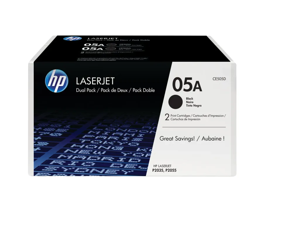 HP CE505D = 2pack (= 2x CE505A) toner č.05A malý 2x 2300str. (LJ P2035, P2055)