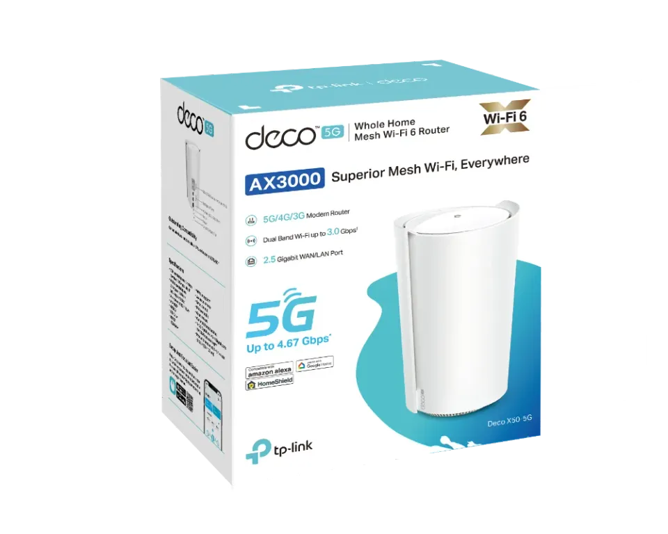 TP-Link Deco X50-5G(1-pack) - LTE 4G a 5G Modem - AX3000 Multi-Gig 2,5 Gbps Domá