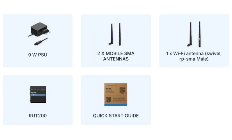 Teltonika RUT200 průmyslový router 1x LAN, 1x WAN, 1x SIM + eSIM, LTE, Wi-Fi 4