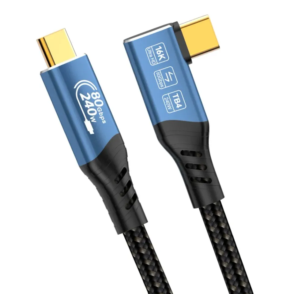PremiumCord USB4 Version2.0 80Gbps 16K@60Hz 240W Thunderbolt 3 a 4 kabel zahnutý