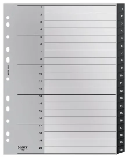LEITZ Ekologické rejstříky RECYCLE 1-20 A4 PP