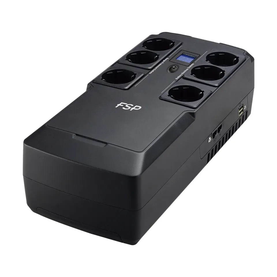 FSP UPS NanoFit 800, 800 VA / 480 W, 2xUSB power, LCD, RJ45, offline