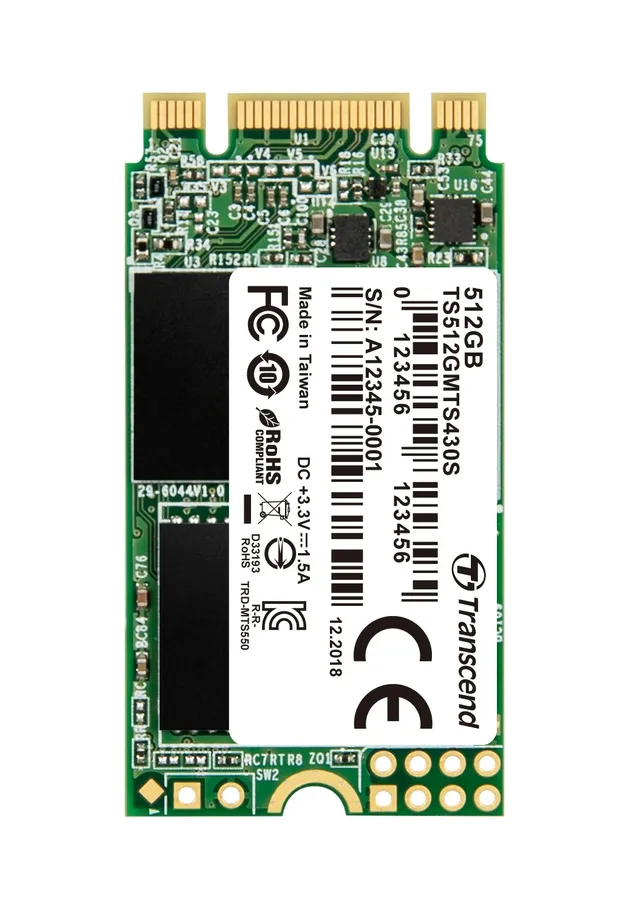 TRANSCEND MTS430S 512GB SSD disk M.2, 2242 SATA III 6Gb/s (3D TLC), 560MB/s R, 5