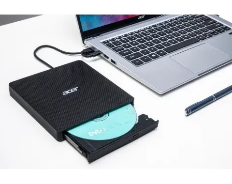 ACER Portable DVD Writer, USB 3.5 + Type-C 3.0, 140 x 142 x 17mm, burn speed CD-R: 24X CD-RW: 16X ,DVD-R,8X, DVD-RW 6X
