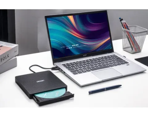 ACER Portable DVD Writer, USB 3.5 + Type-C 3.0, 140 x 142 x 17mm, burn speed CD-R: 24X CD-RW: 16X ,DVD-R,8X, DVD-RW 6X