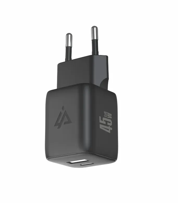 GaN SÍŤOVÁ NABÍJEČKA 45W (USB-C + USB-A) ČERNÁ