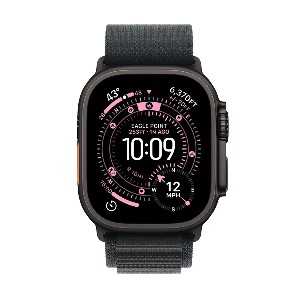 Apple Watch Ultra 3 GPS + Cellular 49mm Black Titanium Case with Black Alpine Loop - Large