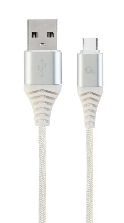 GEMBIRD CABLEXPERT Kabel USB 2.0 AM na Type-C kabel (AM/CM), 2m, opletený, bílo-