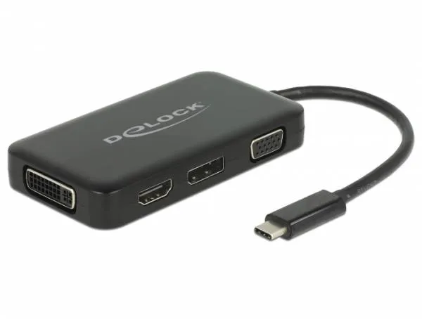 Delock Adaptér USB Type-C Stecker > VGA / HDMI / DVI / DisplayPort samice černý