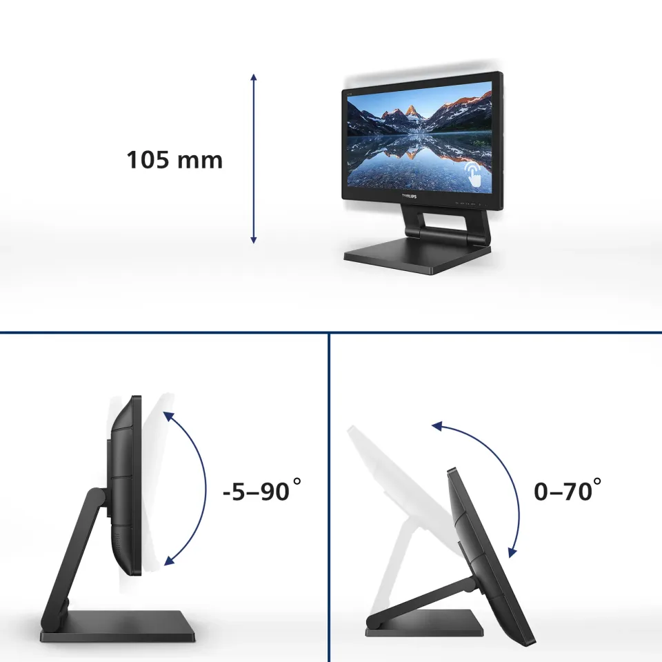 Philips LCD 162B9T 16" 16:9 TN Touch/1366x768@60Hz/20M:1/4ms/220 cd/VGA/DVI/HDMI