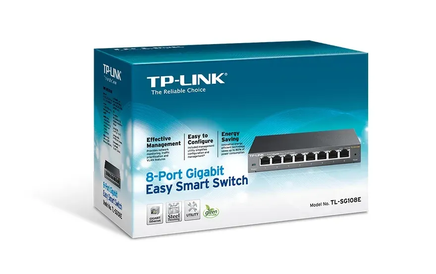 TP-LINK TL-SG108E GBit unmanaged switch, 8x 10/100/1000Mbps 8port, steel case, Green power