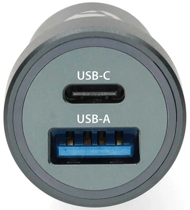 NEDIS nabíječka do auta/ 48 W/ dva výstupy/ 12 - 24 V DC/ 3.0 A/ USB-A/ USB-C/ automatická volba napětí/ šedá
