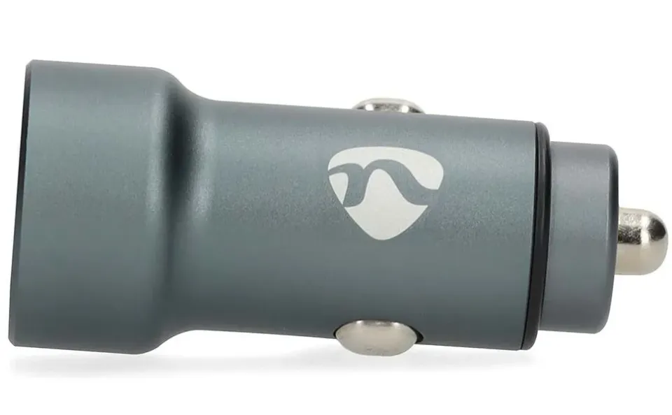 NEDIS nabíječka do auta/ 48 W/ dva výstupy/ 12 - 24 V DC/ 3.0 A/ USB-A/ USB-C/ automatická volba napětí/ šedá