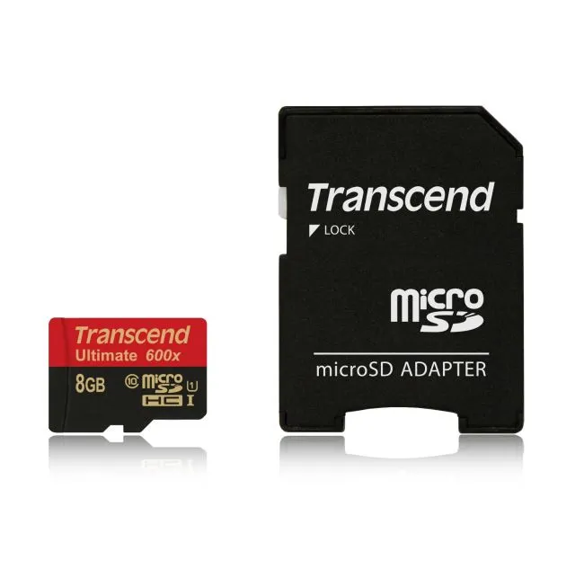 Transcend 8GB microSDHC (Class10) UHS-I 600x (Ultimate) MLC paměťová karta (s ad