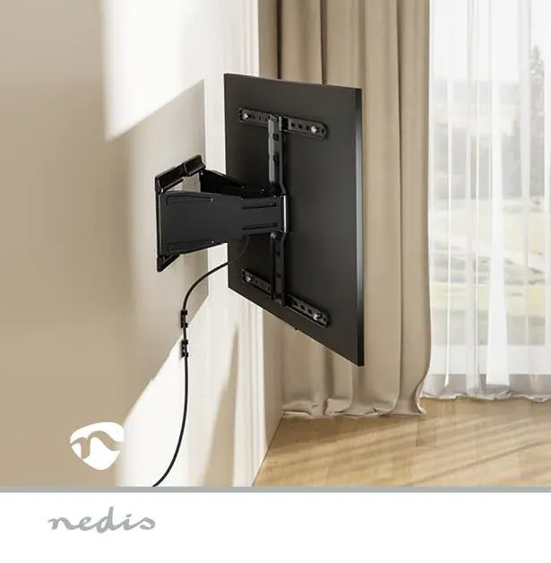 NEDIS nástěnný TV držák/ 43 - 90"/ nosnost 50 kg/ náklon -15 - 3°/ otočný -30 - 30°/ Full Motion/ ocel/ černý